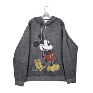 Disney Parks Men's Mickey Mouse Character Full Zip Hoodie Jacket Gray Size Small